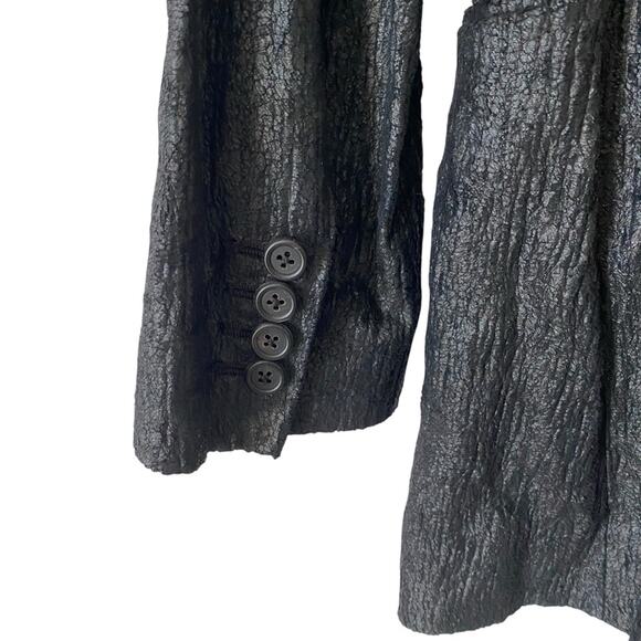 Forme 3’3204322896 Factory of Faith Italy Black Long Crinkle blazer 40 US Small - Picture 5 of 8